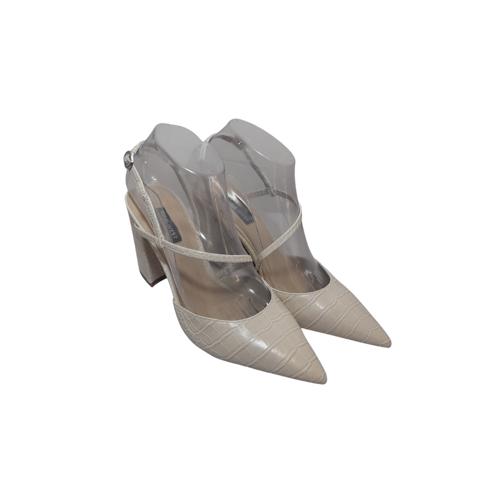 Nine West Ivory Croc Textured Pointed Block Heels | Gently Used |