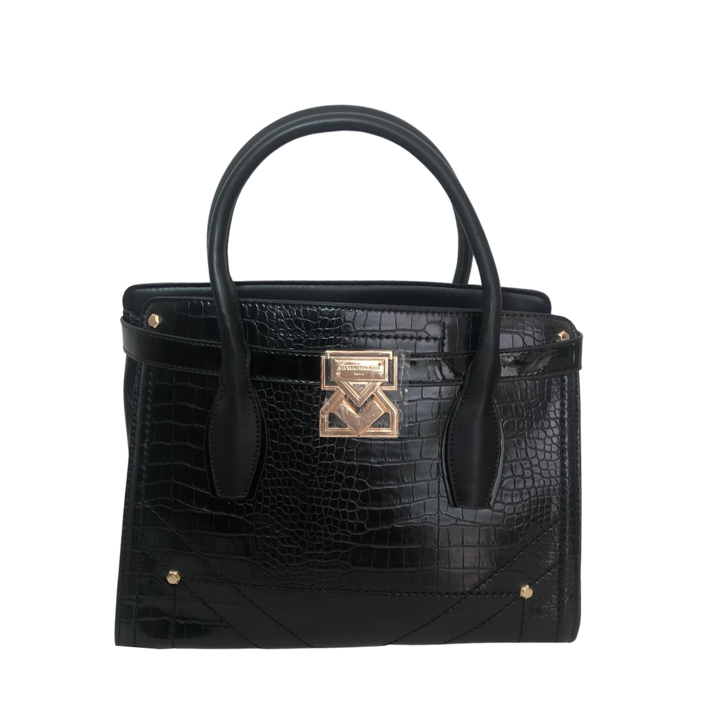 Rue Saint Dominique for River Island Black Croc Textured Satchel | Brand New |