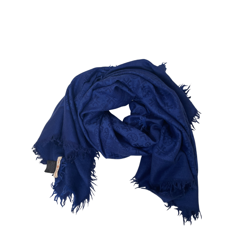 Tory Burch Cobalt Blue Monogram Square Scarf | Gently Used |