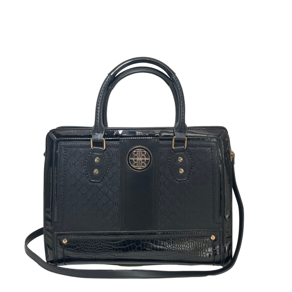 River Island Black Patent Croc Satchel | Gently Used |
