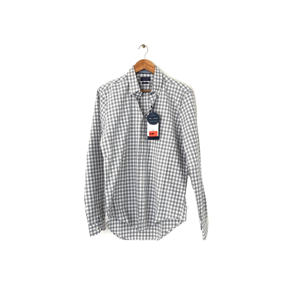 ZARA Grey & White Men's Checked Shirt | Brand New |