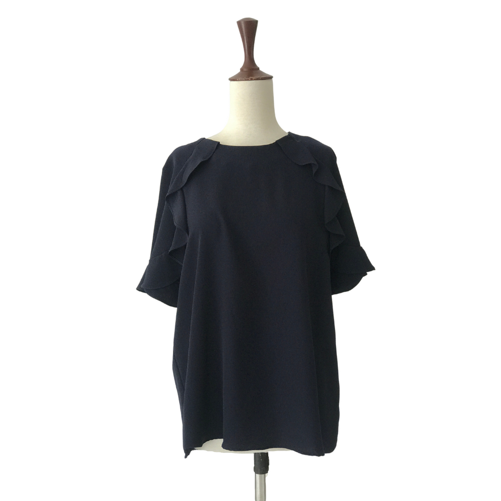 ZARA Navy Frill Top | Pre Loved |