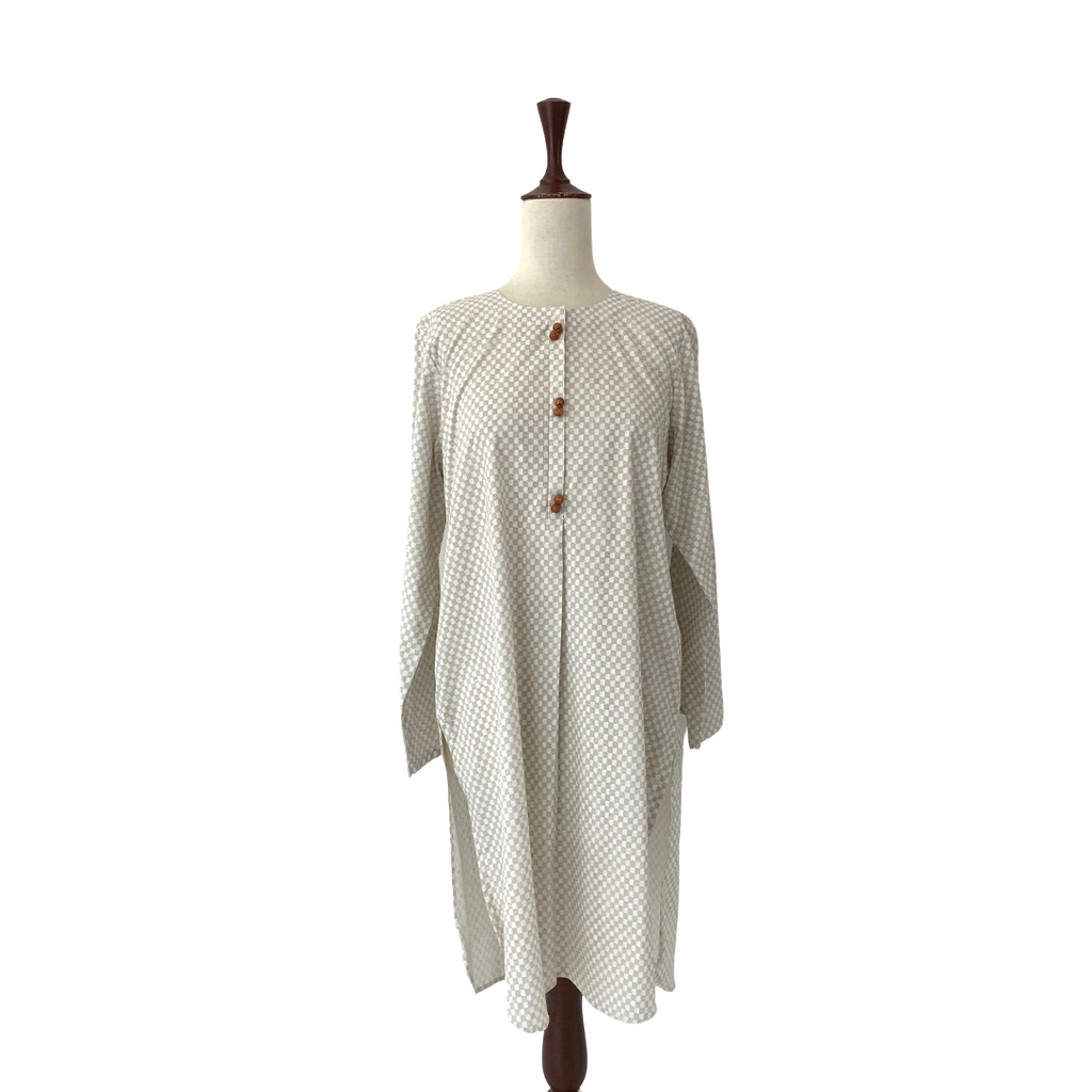 Sana Safinaz Off-White Checked Print Kameez | Gently Used |