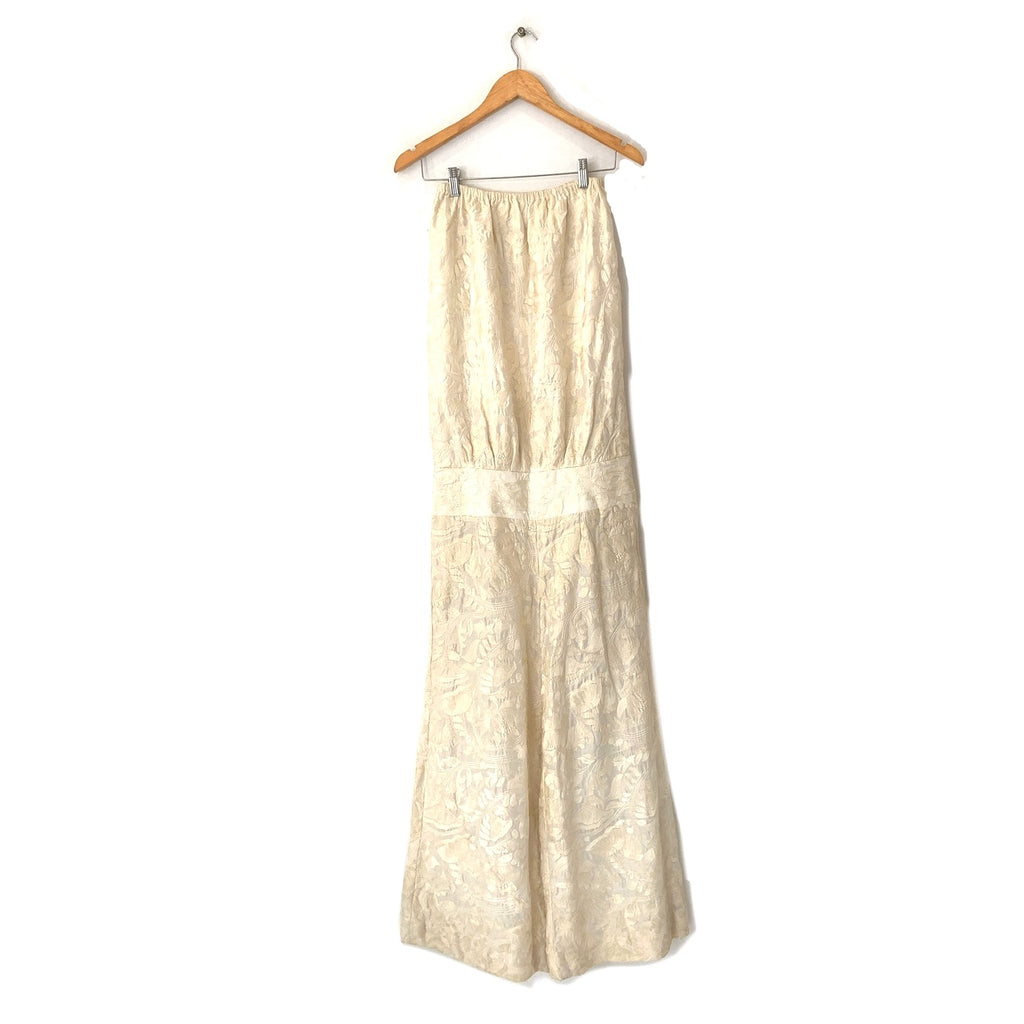 Sania Maskatiya Cream Embroidered Strapless Jumpsuit | Gently Used |