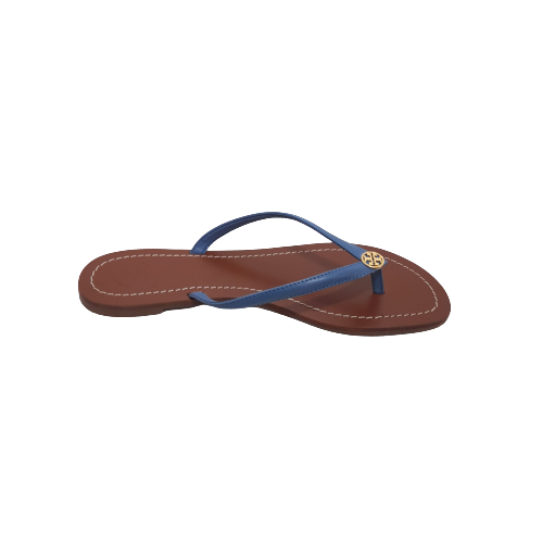 Tory Burch 'Terra' Blue Leather Thong Sandals | Brand New |