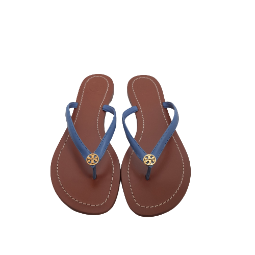 Tory Burch 'Terra' Blue Leather Thong Sandals | Brand New |