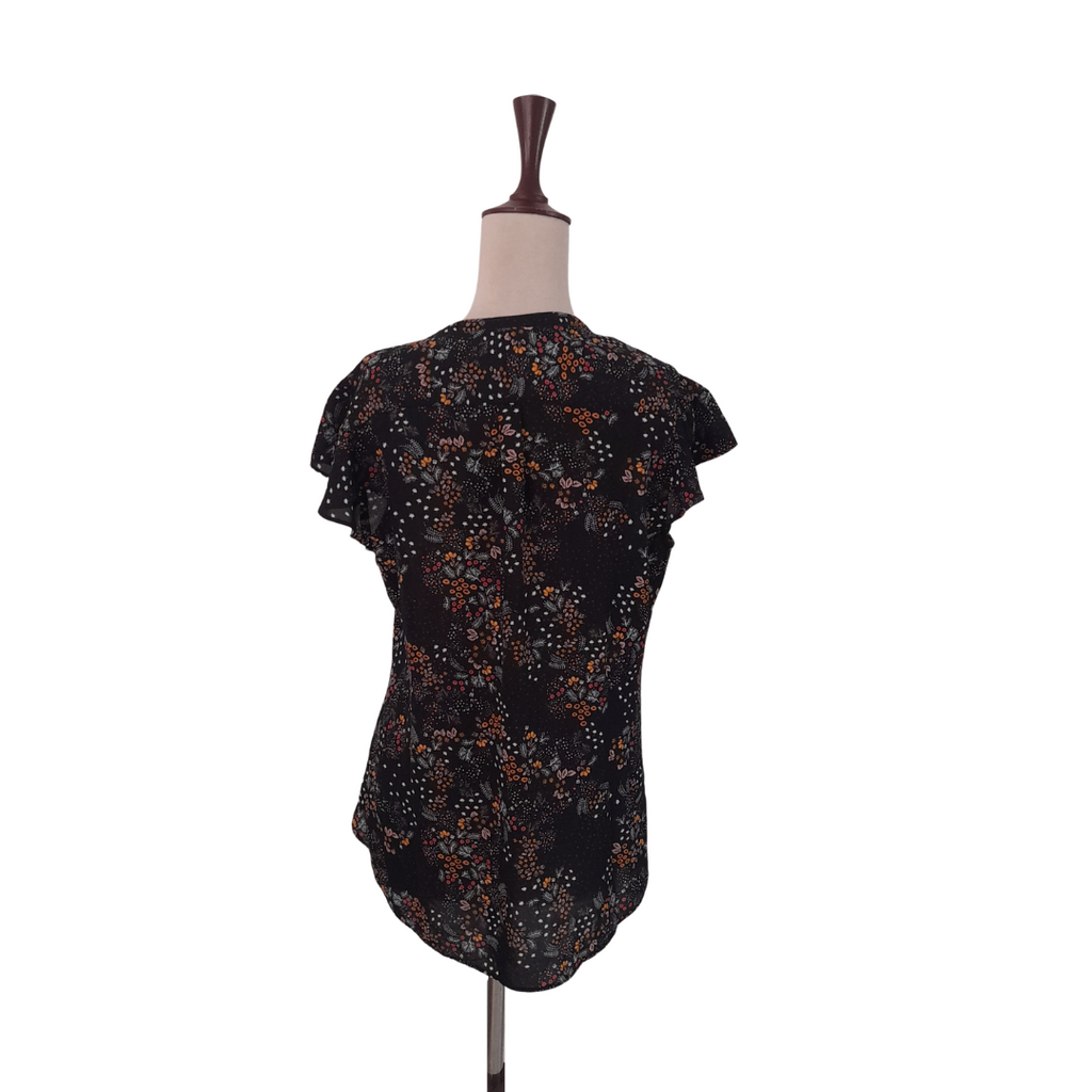 Simply Styled Black Printed Cap-sleeves Top | Gently Used |