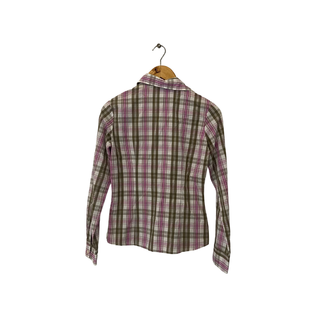 U.S Polo Association Green, Pink & White Checked Shirt | Gently Used |