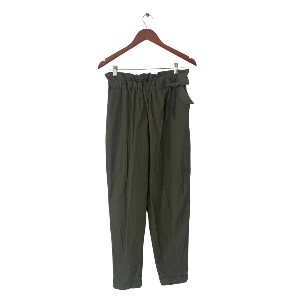 ZARA Olive Green Ruffle Cuff Pants | Brand New |