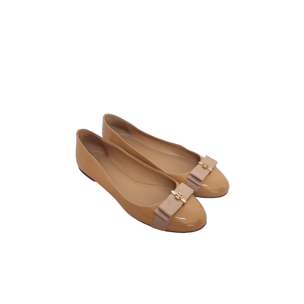 Tory Burch Beige Leather 'Trudy' Ballet Flats | Pre Loved |
