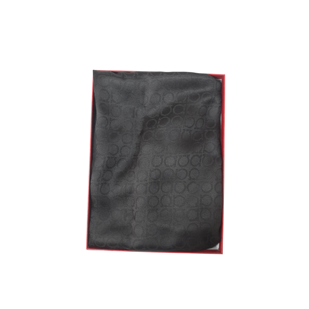 Salvatore Ferragamo Black Monogram Scarf | Brand New |