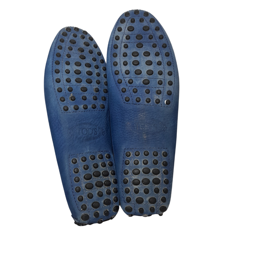 TOD's Blue Leather Fringe Loafers | Gently Used |