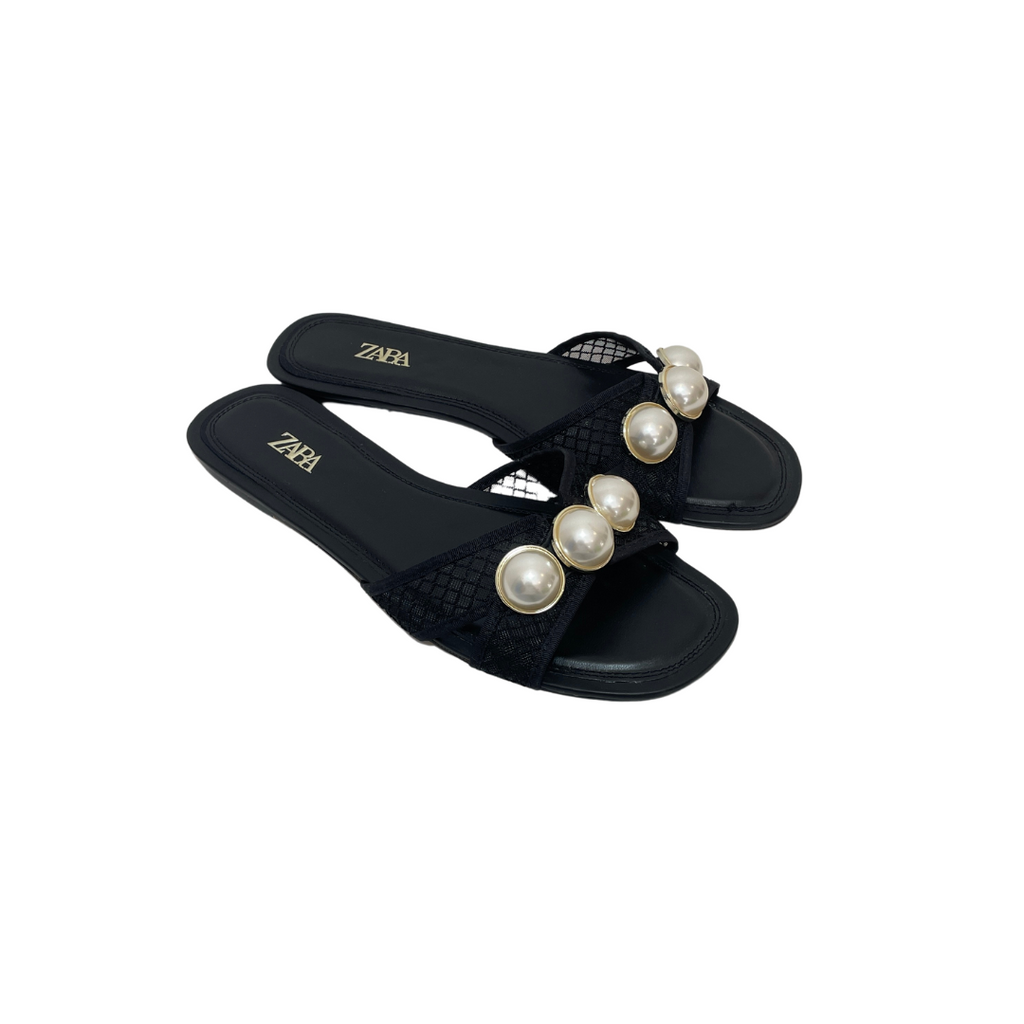 ZARA Black Pearl Slides | Pre Loved |