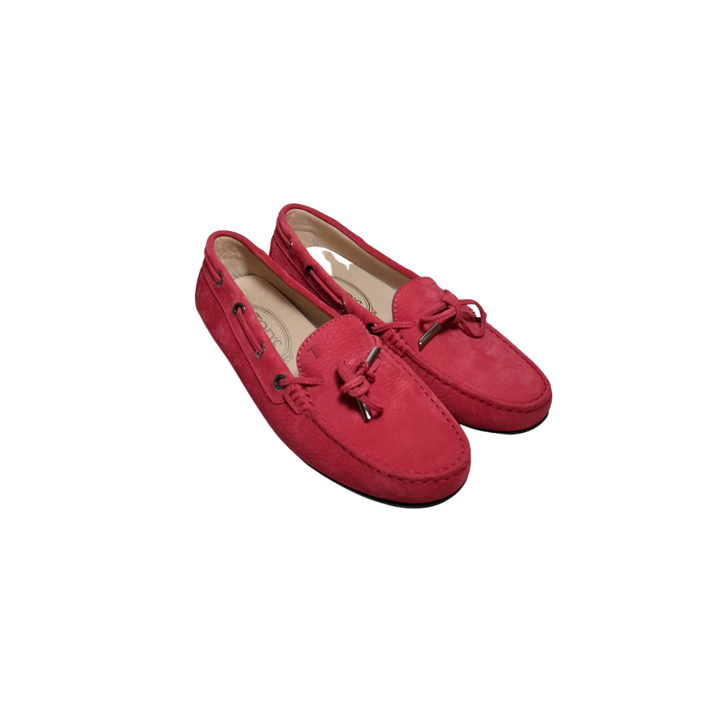 TOD'S Dark Pink Leather Loafers | Like New |