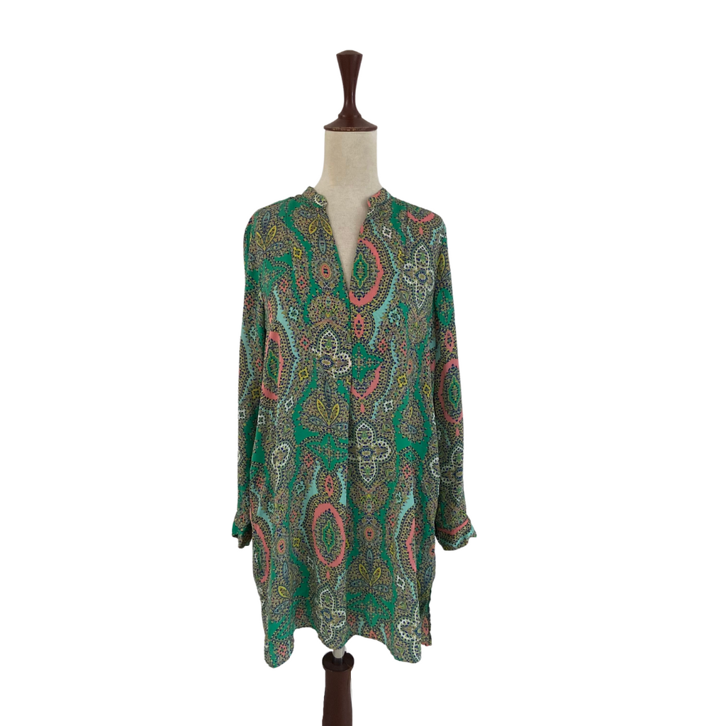 ZARA Green Mosaic Printed Satin Tunic | Brand New |