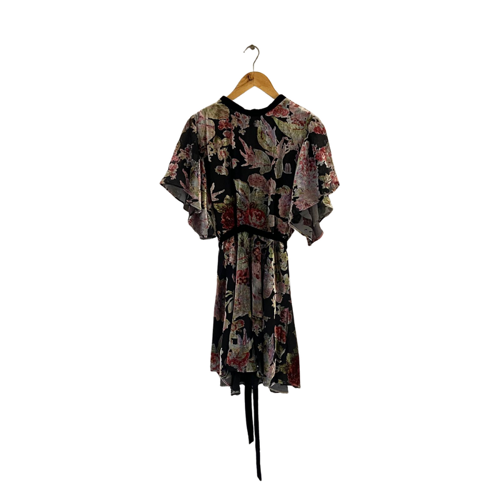 ZARA Black Floral Printed Velvet Short Dress | Gently Used |