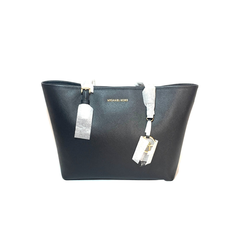 Michael Kors Medium Jet Set Saffiano Black Leather Tote | Brand New |