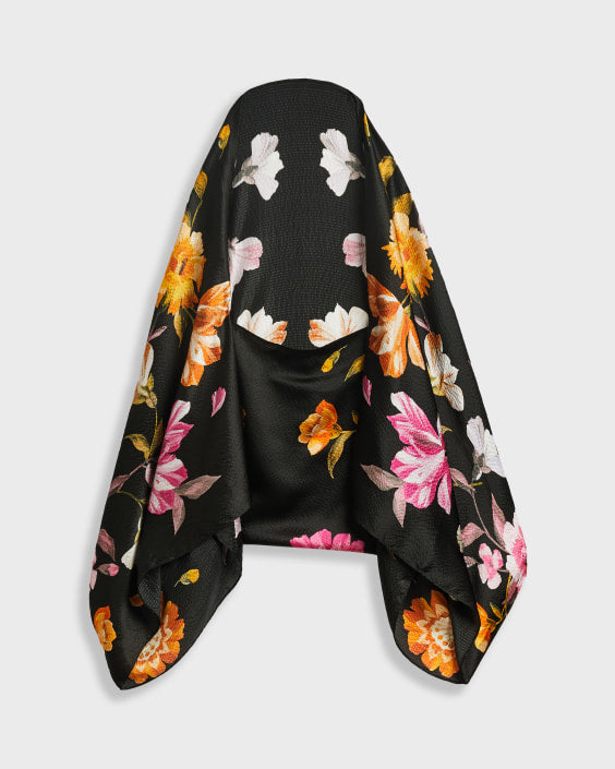 Ted Baker Black Printed Silk Cape Scarf | Brand New |