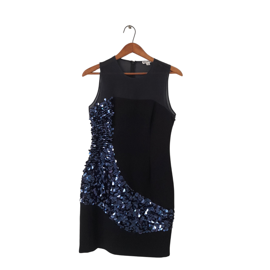 Whistles Black Sleeveless Sequins Midi Dress | Gently Used |