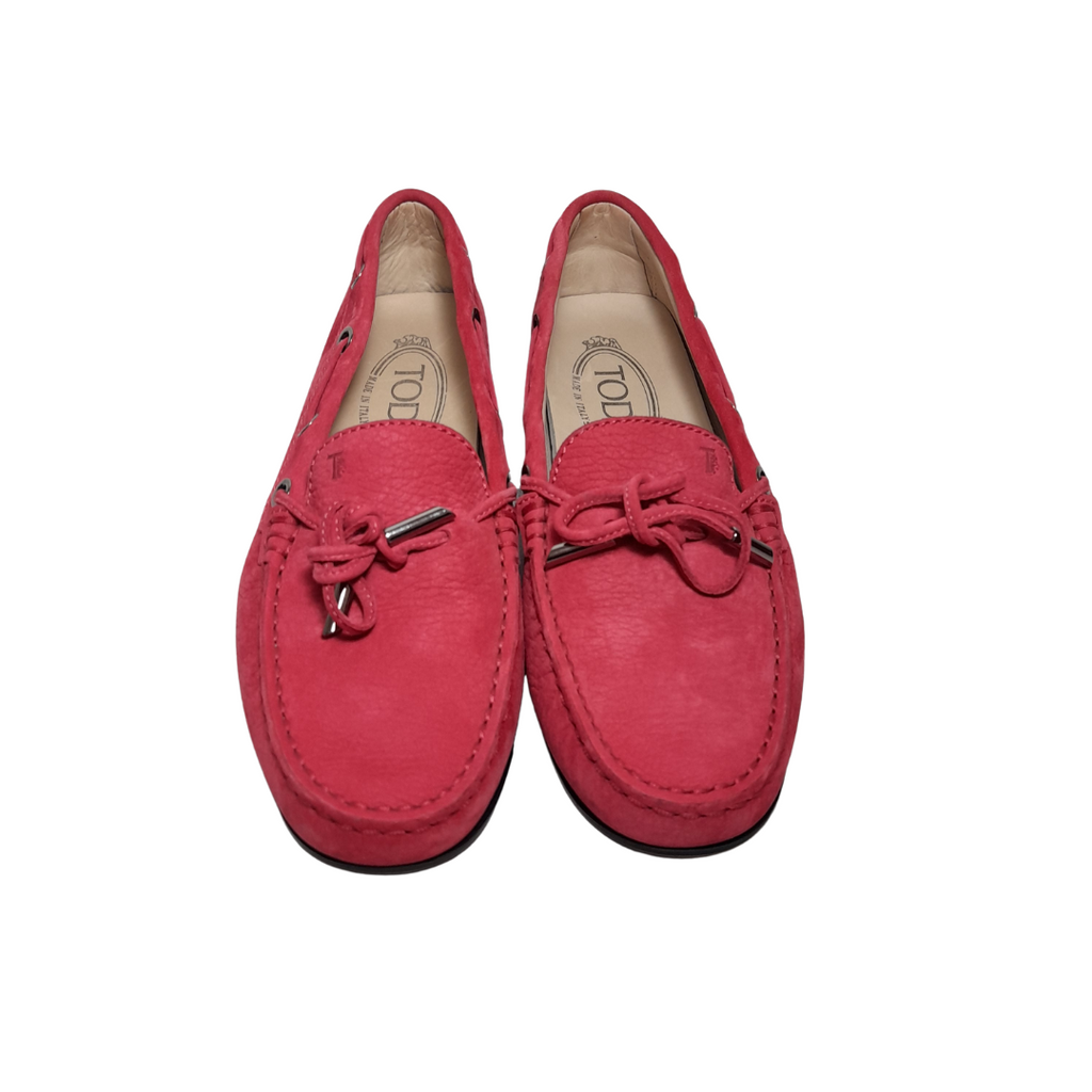 TOD'S Dark Pink Leather Loafers | Like New |
