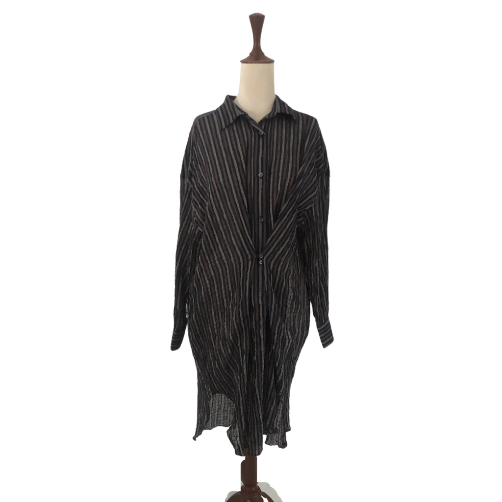 ZARA Blue and Brown Striped Tunic | Brand New |