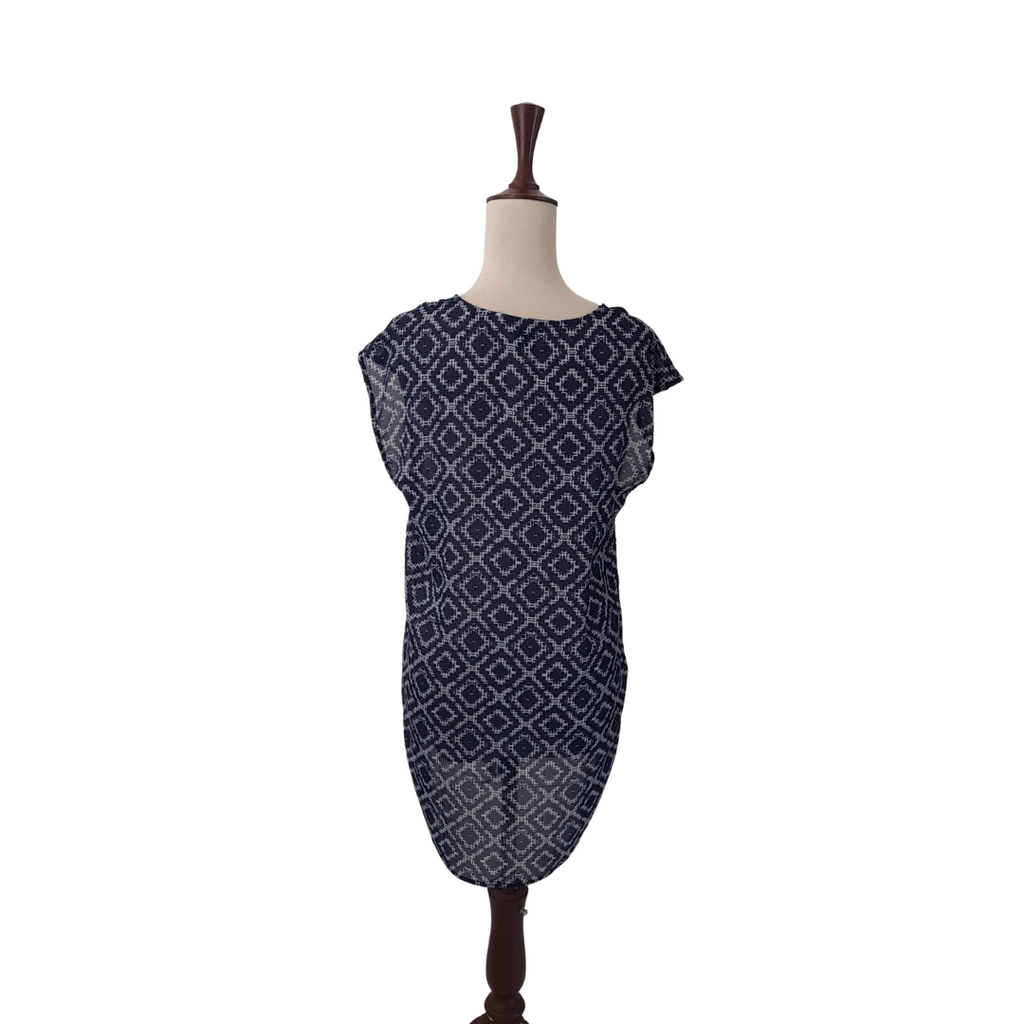 H&M Blue Printed V-neck Long Top | Gently Used |