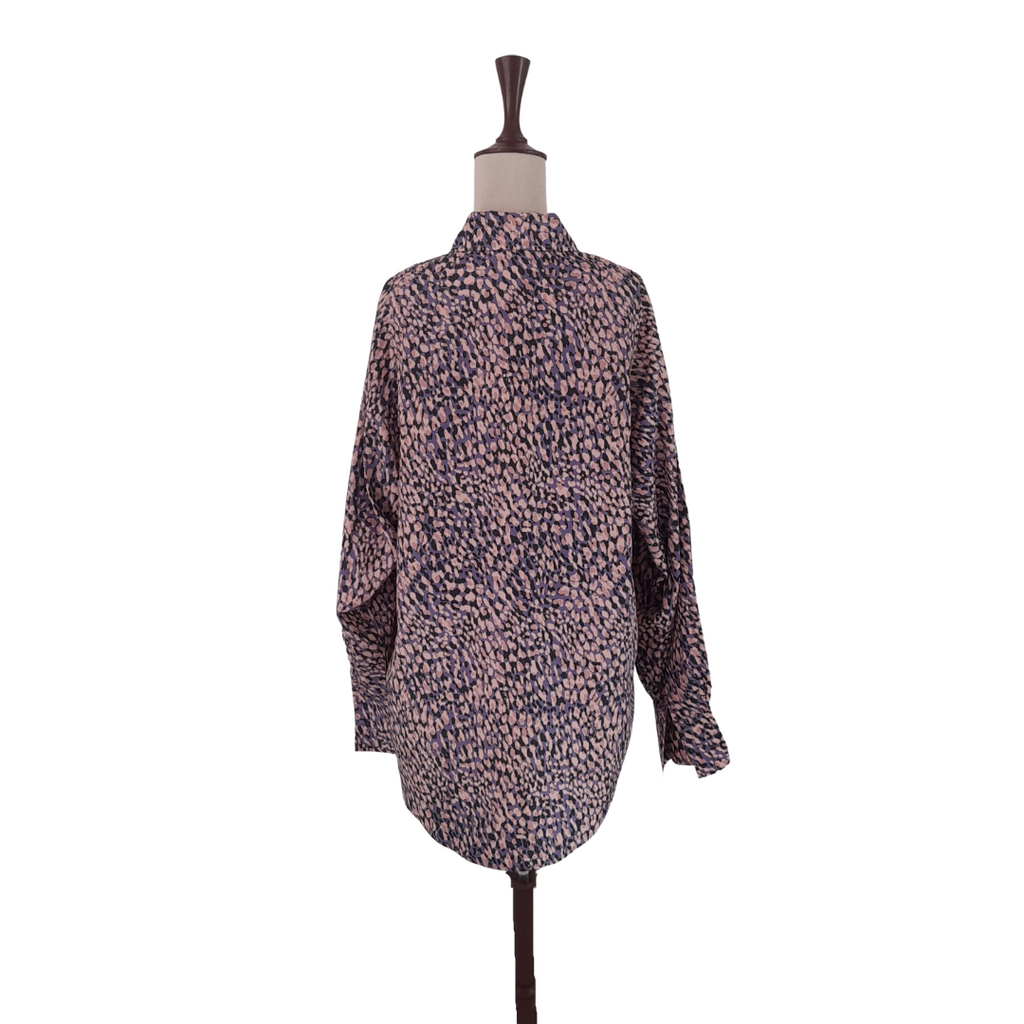 H&M Purple Animal Print Collared Shirt | Gently Used |