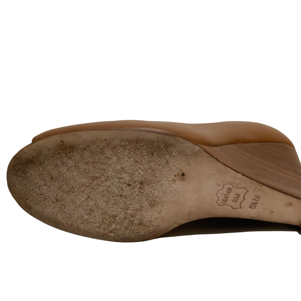 Tory Burch Tan Leather 'Jolie' Peep-toe Wedges | Pre Loved |