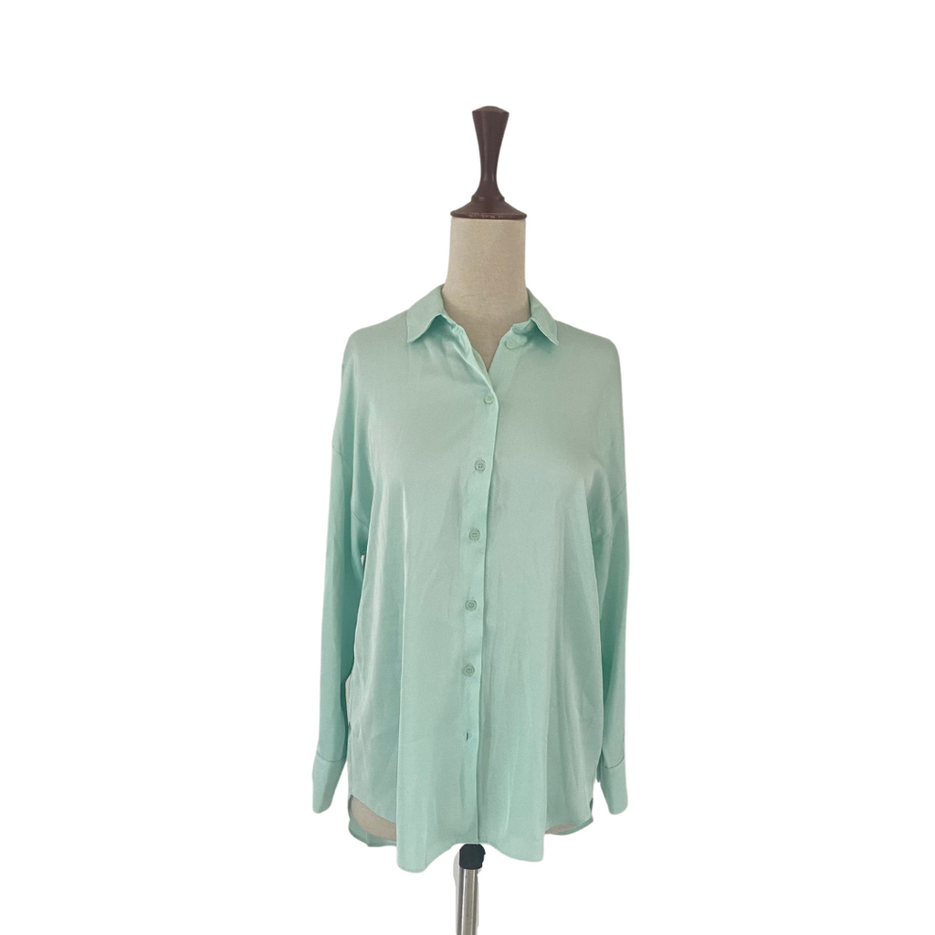 Primark Mint Green Satin Collared Shirt | Brand New |