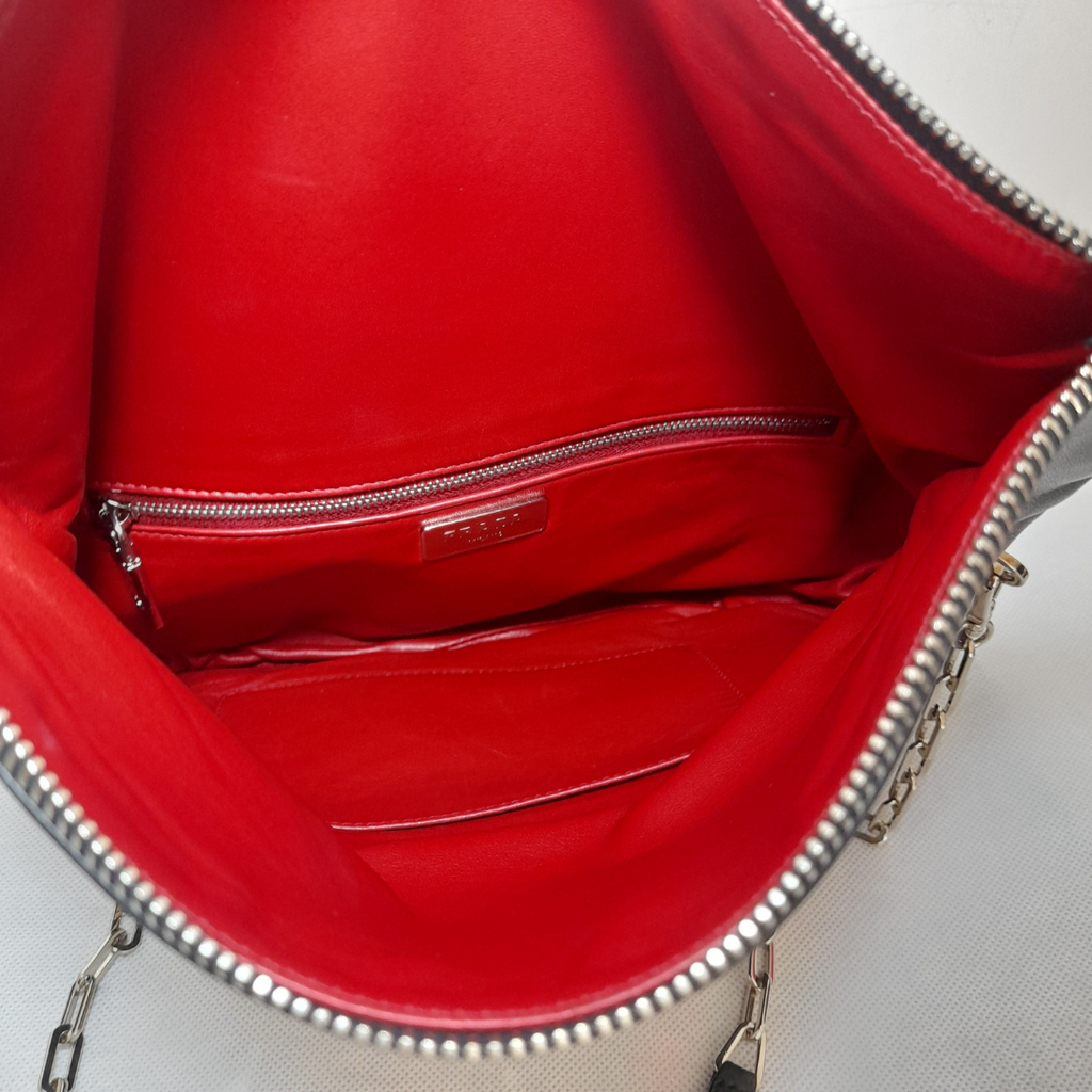 Prada Black Leather Fold-over Crossbody Bag | Gently Used |