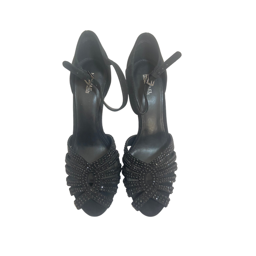 Michael Kors Black Strappy Rhinestone Heels | Brand New |