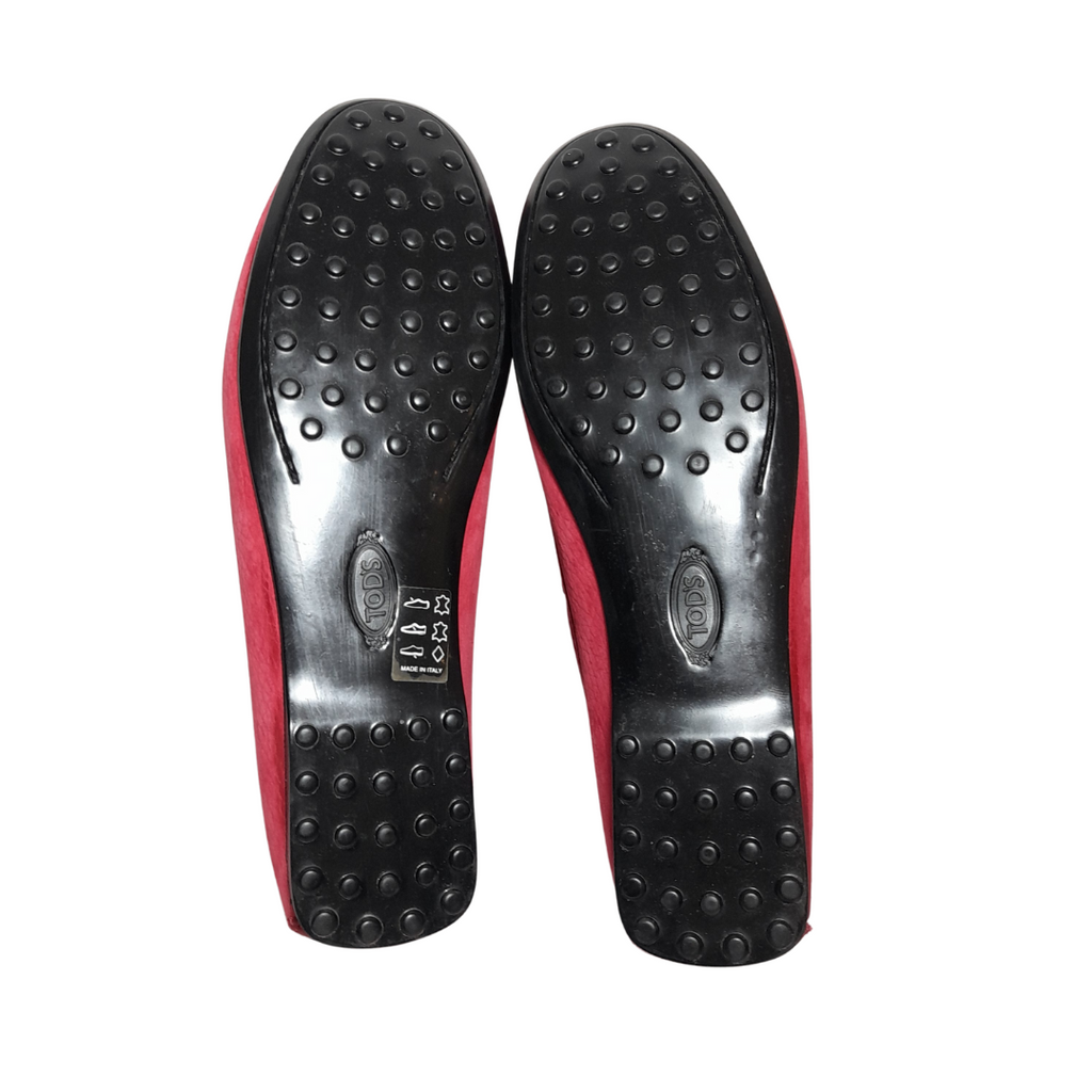 TOD'S Dark Pink Leather Loafers | Like New |