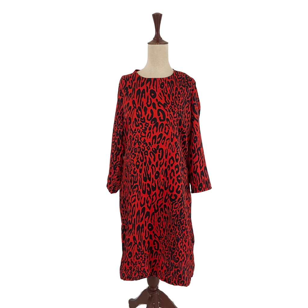 ZARA Red & Black Animal Print Tunic | Gently Used |
