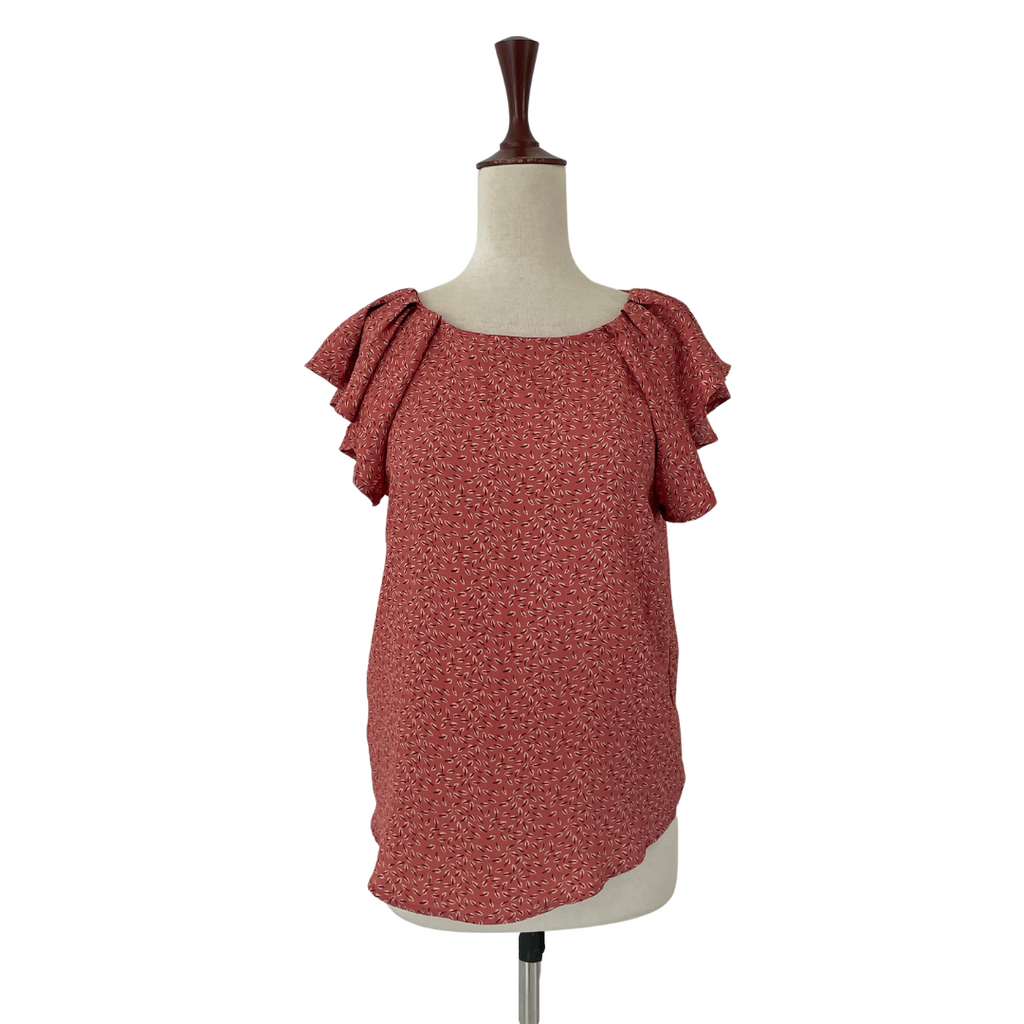 Mango Deep Pink Printed Ruffle Sleeves Blouse | Gently Used |