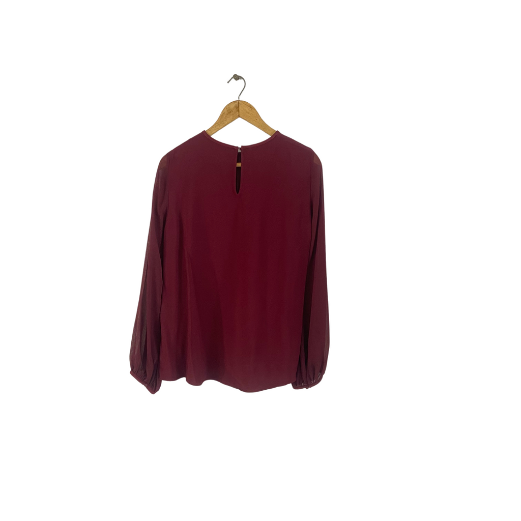 ZARA Maroon Semi-pleated Top | Pre Loved |