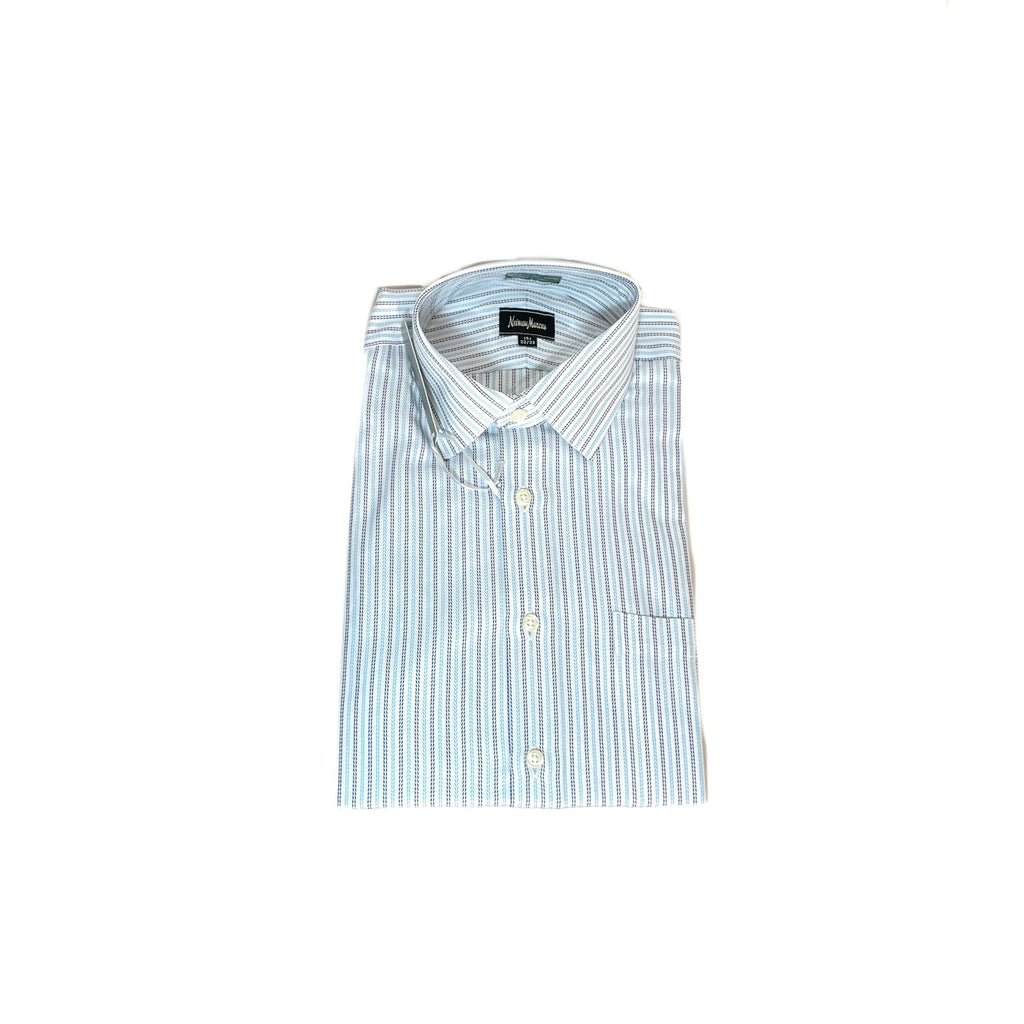 Neiman Marcus Men's White & Blue Striped Shirt | Brand New |