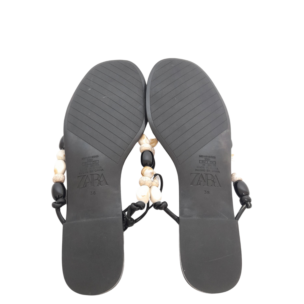 ZARA Black Beaded Sandals | Brand New |