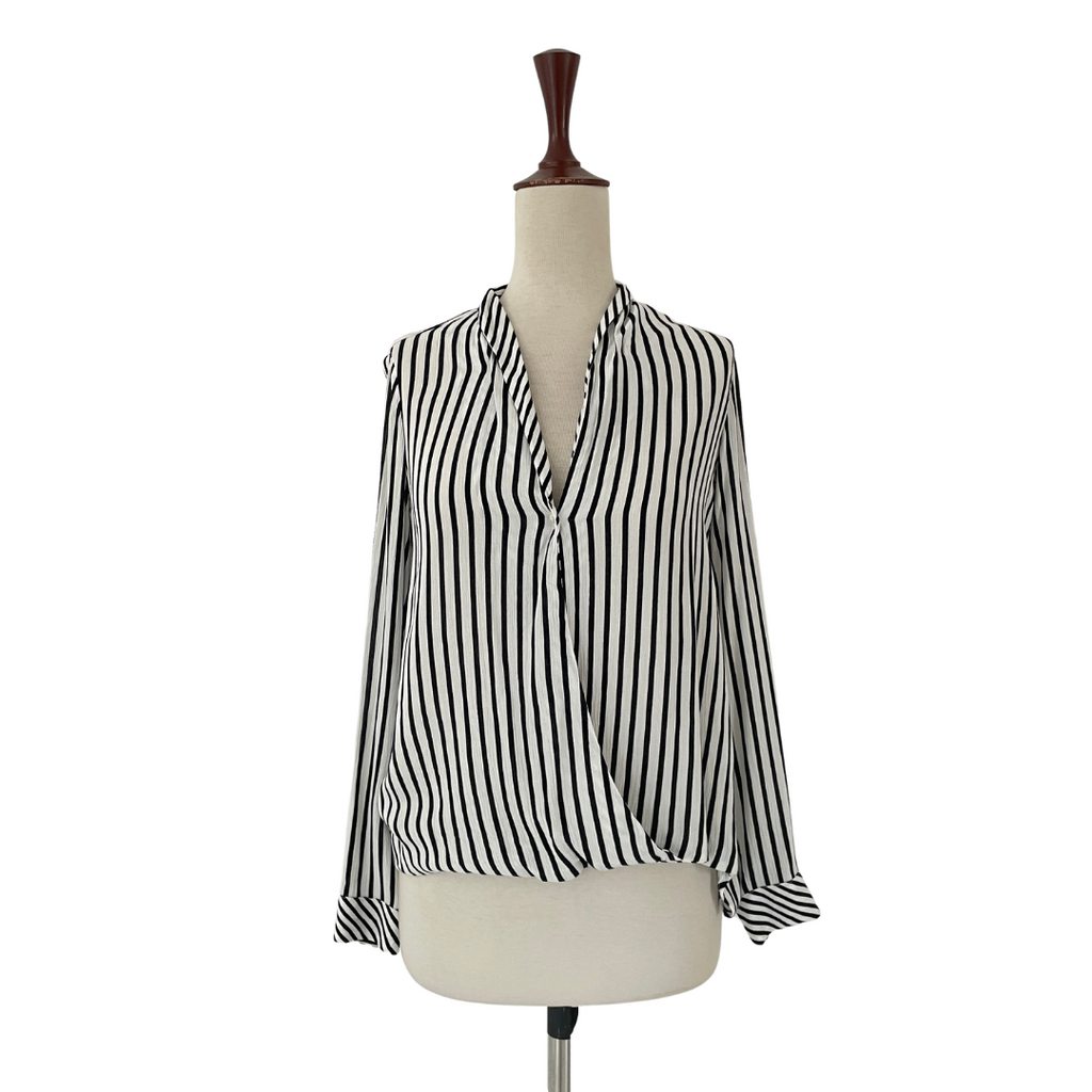 ZARA Black & White Striped Blouse | Gently Used |