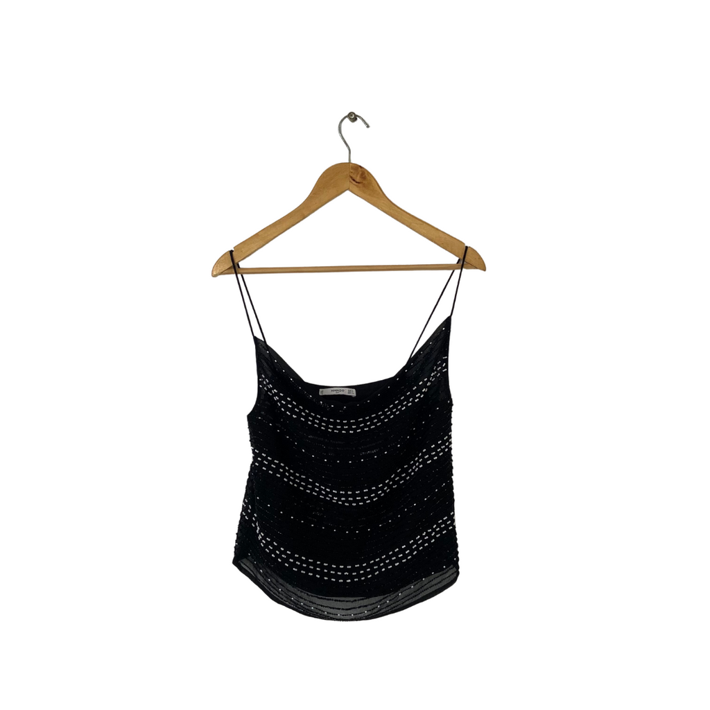 Mango Black Beaded Sleeveless Top | Gently Used |