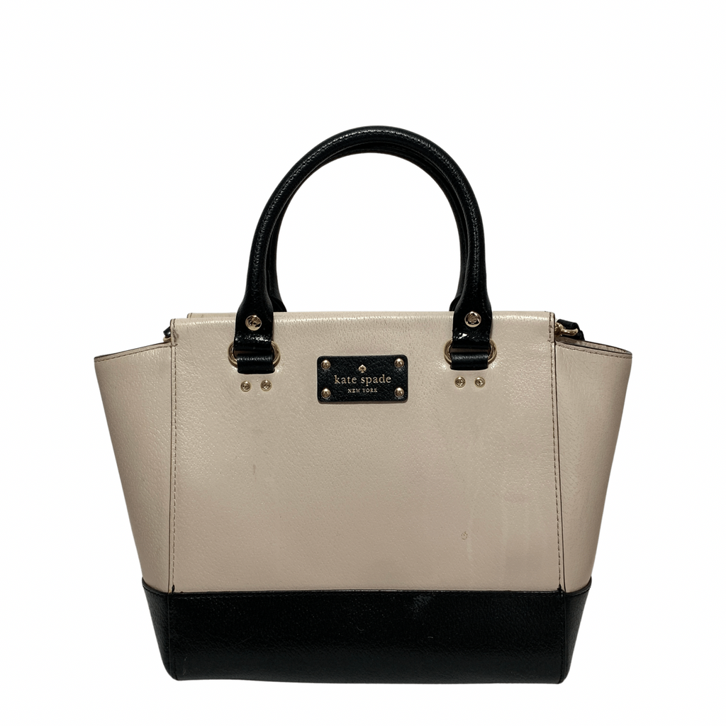 Kate Spade Black & Cream Leather Medium Satchel | Pre Loved |