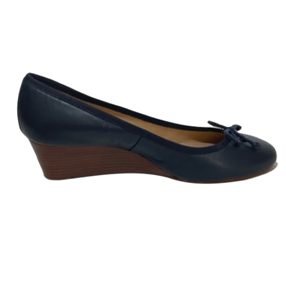 Tory Burch Navy Leather 'Chelsea' Wedges | Gently Used |