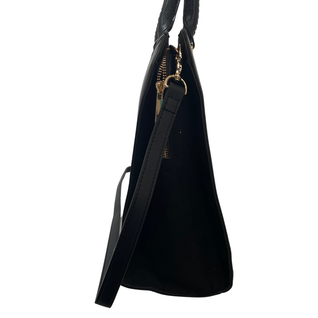 River Island Black Patent Croc Satchel | Gently Used |