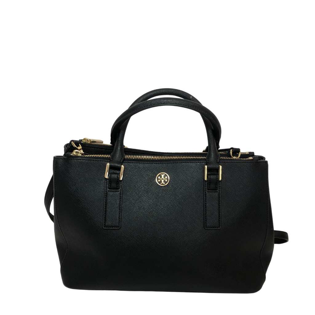 Tory Burch Black Robinson Leather Satchel | Pre Loved |