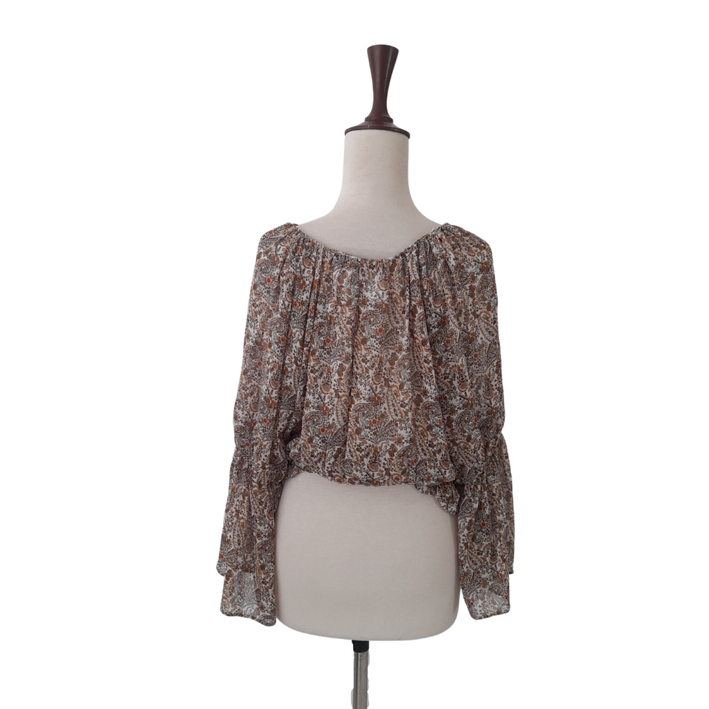 ZARA Paisley Print Semi-sheer Peasant Blouse | Gently Used |
