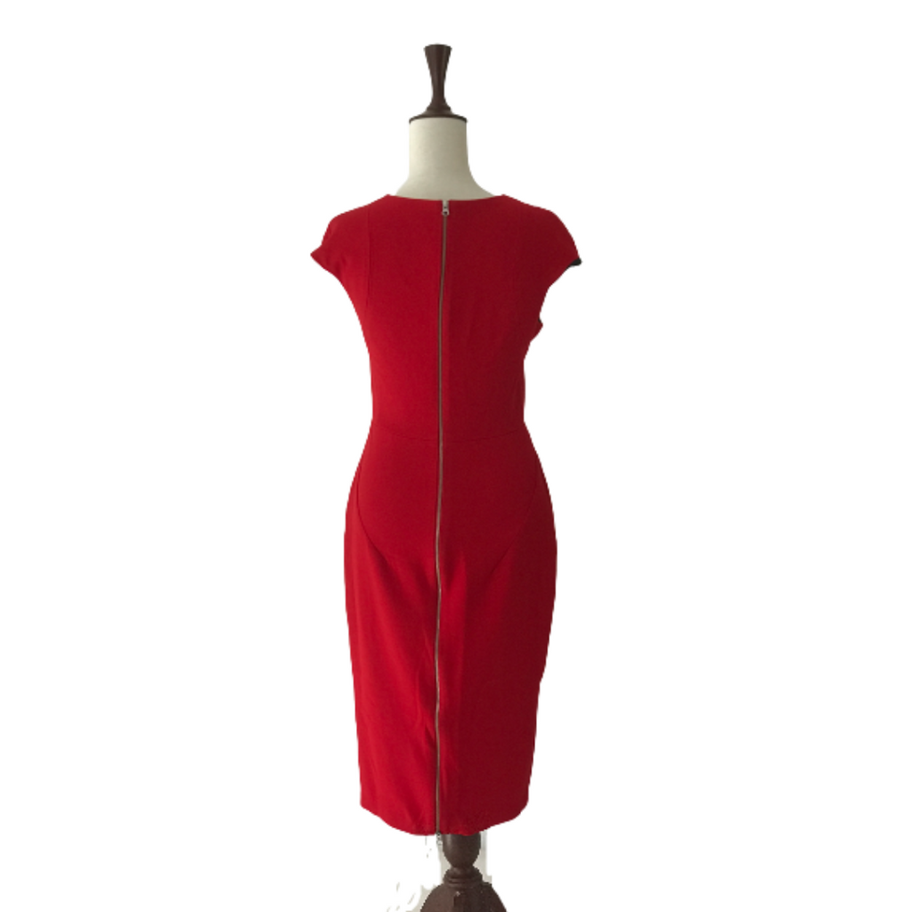 ZARA Red Zip Bodycon Midi Dress | Like New |