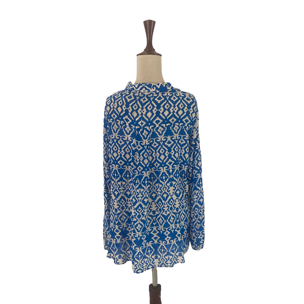 ZARA Blue & White Printed Collared Shirt | Brand New |