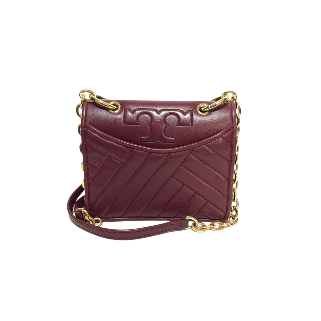 Tory Burch Maroon Mini Alexa Leather Shoulder Bag | Pre Loved |