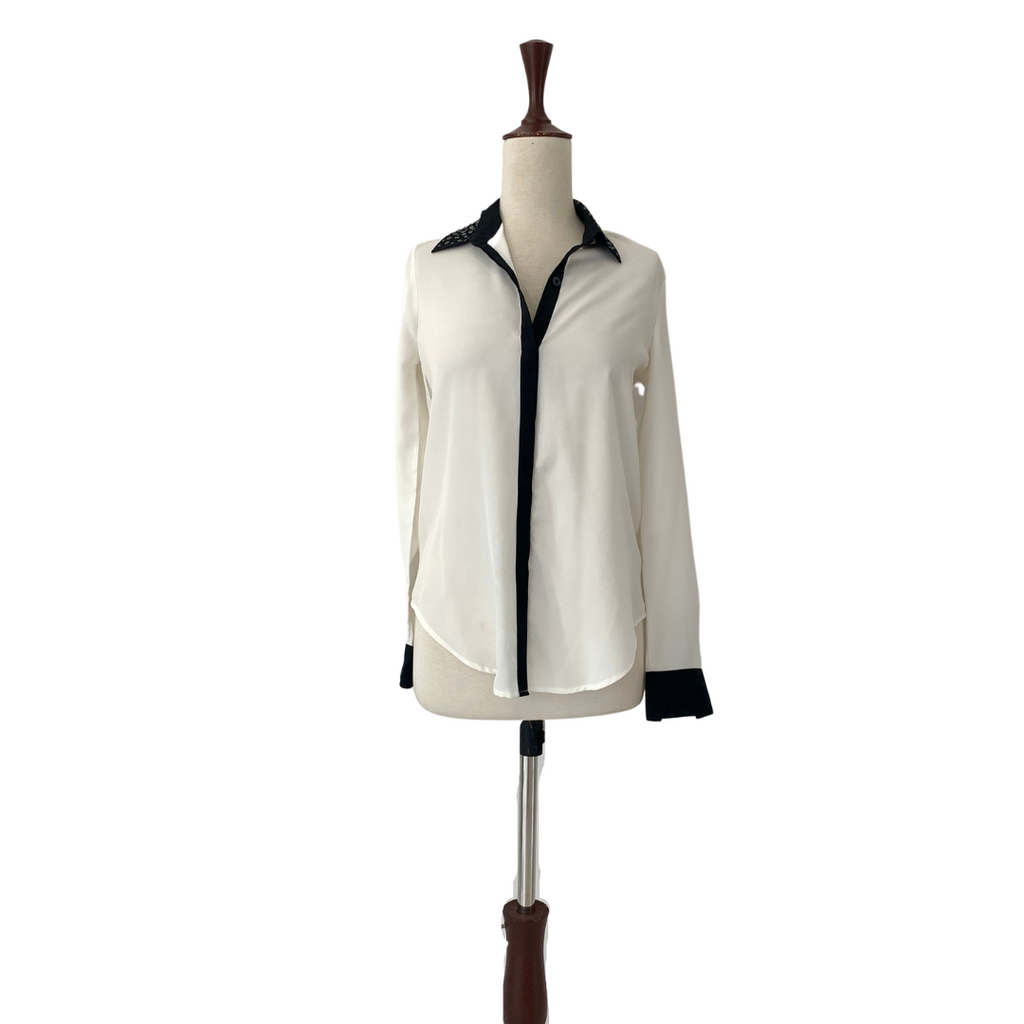 Rock & Republic White & Black Rhinestone Shirt | Pre Loved |