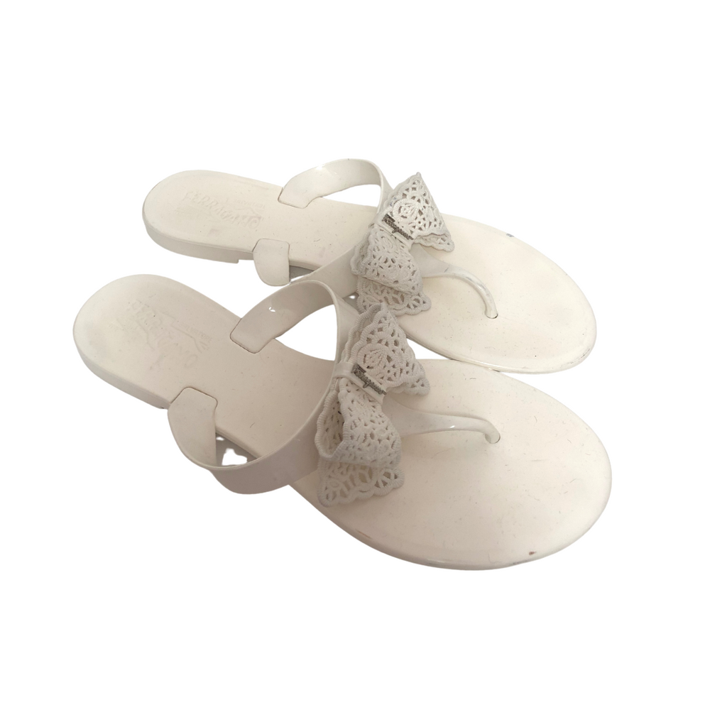 Salvatore Ferragamo White 'Pandy' Jelly Sandals | Pre Loved |