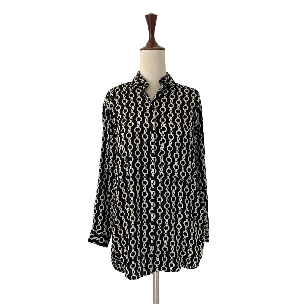 ZARA Black & White Chain Print Shirt | Gently Used |